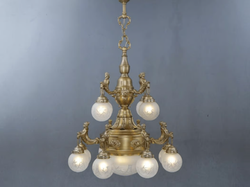 FORTUNA 12 - Handmade brass chandelier by Patinas Lighting - view 2